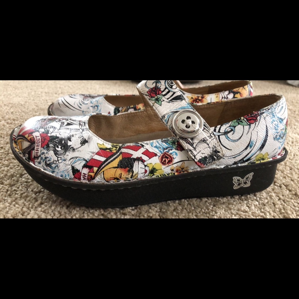 Alegria pirate print Mary Janes.